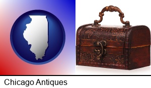 Chicago, Illinois - an antique wooden chest