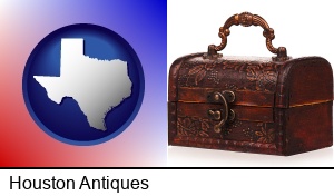Houston, Texas - an antique wooden chest