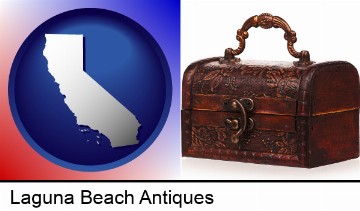 an antique wooden chest in Laguna Beach, CA