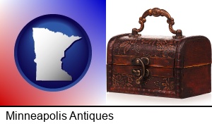Minneapolis, Minnesota - an antique wooden chest