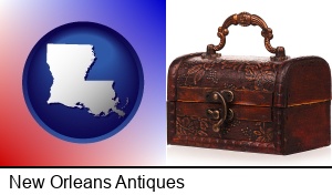 New Orleans, Louisiana - an antique wooden chest