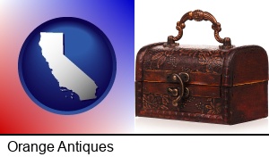 Orange, California - an antique wooden chest
