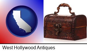 West Hollywood, California - an antique wooden chest