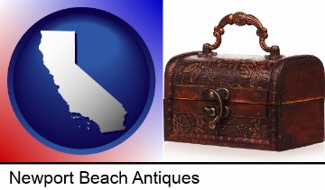 an antique wooden chest in Newport Beach, CA